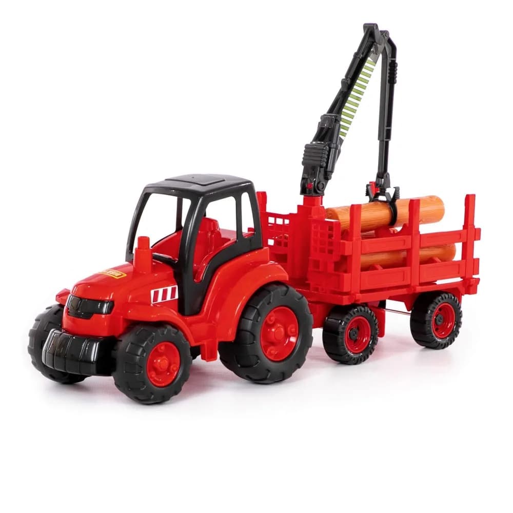 Tractor cu remorca lemne - Champion, 68x22x26 cm, Polesie — miniatură