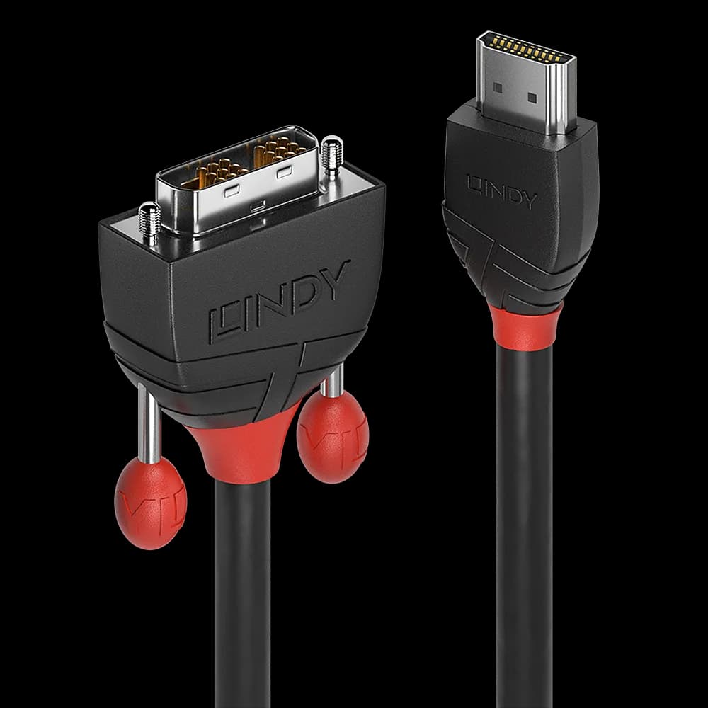 Cablu Lindy HDMI to DVI-D Cable, lungime 5m, rezolutie maxima 1920x1200@ 60Hz, latime de banda suportata 4.95 Gbps, negru — miniatură