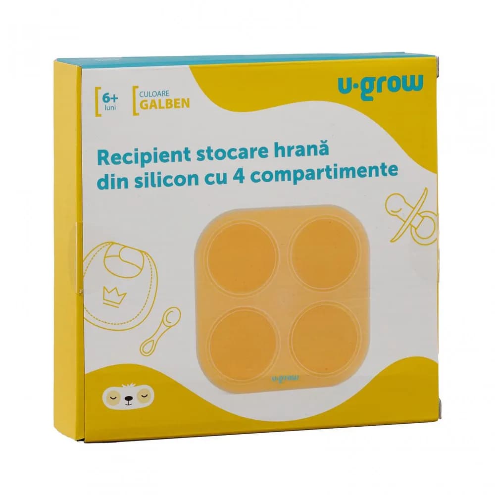 Recipient colapsibil din silicon stocare hrana 4 compartimente, 240 ml, U-Grow — miniatură