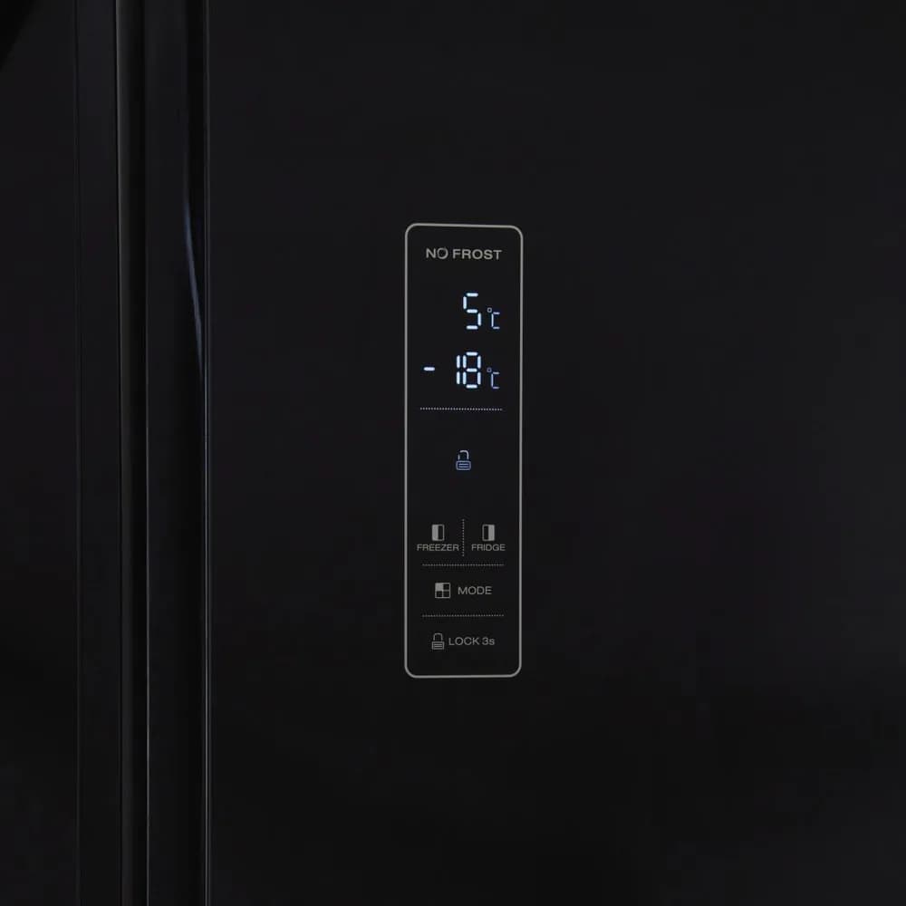 Side by Side HEINNER HSBS-HM442NFGBKE++, No Frost, 442 L, Clasa E, Sticla neagra — miniatură