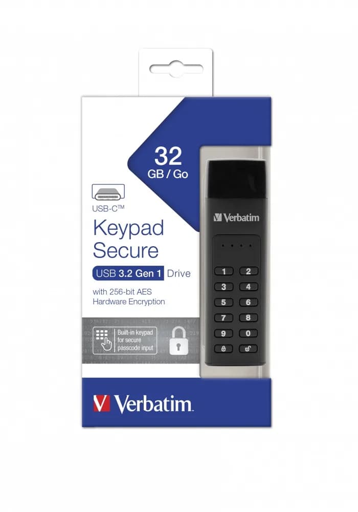 MEMORII USB Verbatim VER 49430 KEYPAD SECURE USB 3.1 G1 DRIVE, "49430" — miniatură