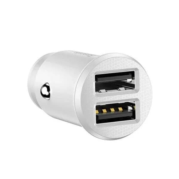 INCARCATOR auto Baseus Grain, 2 x USB Output 5V/3.1A, 15W total ambele porturi, pt. bricheta auto, alb "CCALL-ML02" - 6953156276529