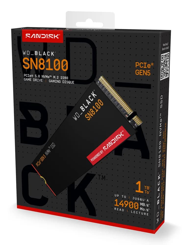 SSD WD Black SN8100 1TB M.2 2280 PCIe Gen5 x4 NVMe, Read/Write: 14900/11000 MBps, IOPS 1600K/2400K, TBW: 600 "WDS100T1X0M-00CMT0" — miniatură
