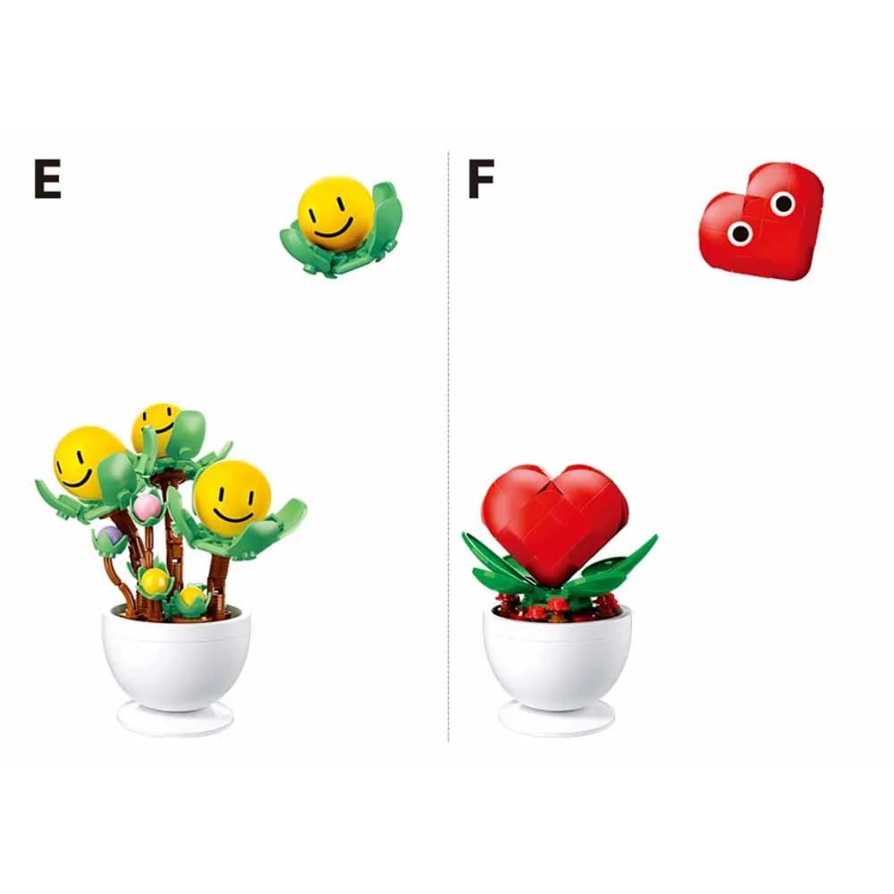 Set de constructie Flowers, 6 modele/display, Plante in ghiveci - Sluban — miniatură