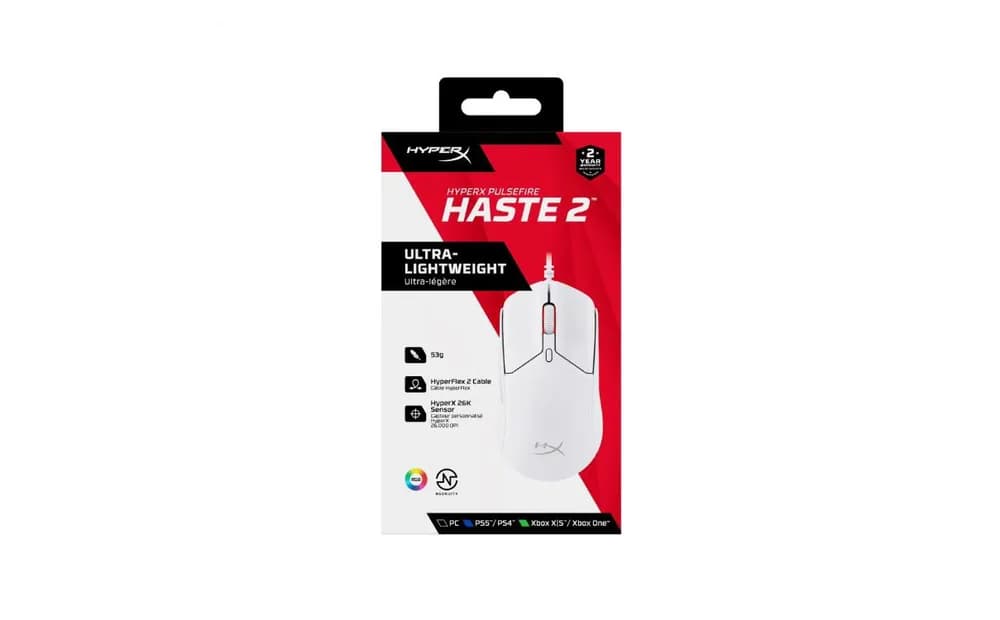 Mouse Gaming Cu fir HyperX Pulsefire Haste, 26000 DPI, Alb — miniatură