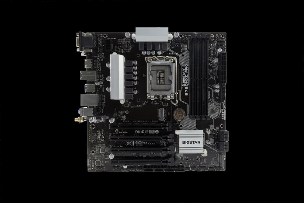Placa de baza Biostar "B760MXC PRO", skt. LGA 1700, chipset Intel B760, mATX, 4 x DDR5 max. 256 GB, USB 3.2 gen 2, 8 x SATA, 2 x M.2, PCIe 4.0, HDMI, VGA, DVI, "B760MXC PRO" — miniatură