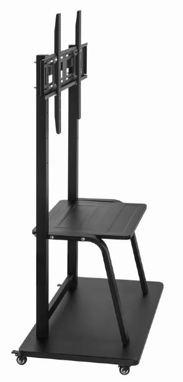 SUPORT de podea GEMBIRD, pt 1 TV/monitor, diag. max 37" - 100", fix, max 150 kg, raft max 20 Kg, roti, 1050x570x1785mm, black, "TVS-100F-01" — miniatură