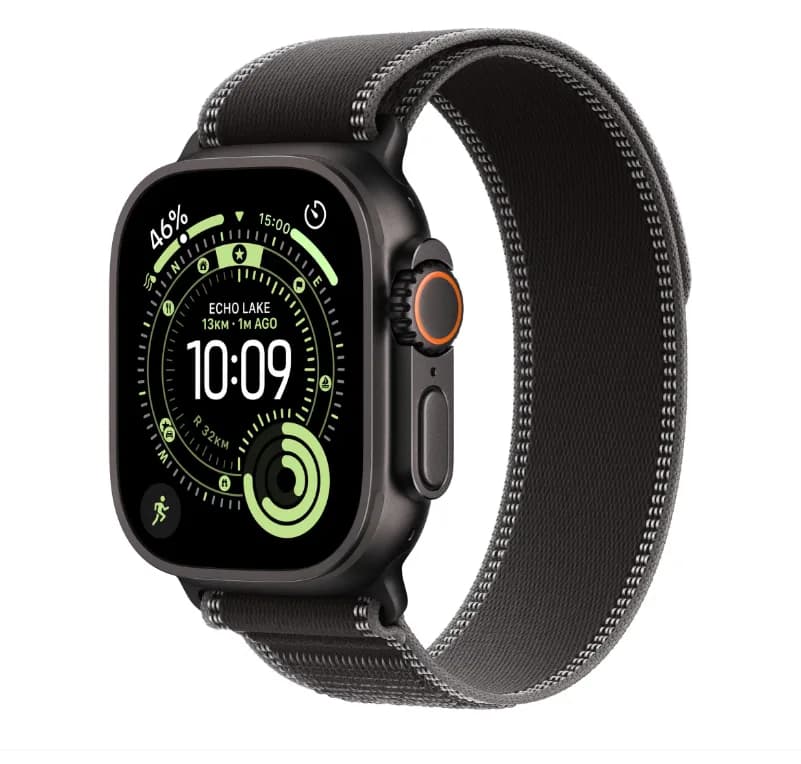 Apple Watch Ultra 3 GPS + Cellular 49mm Black Titanium Case with Black/Charcoal Trail Loop - M/L — miniatură