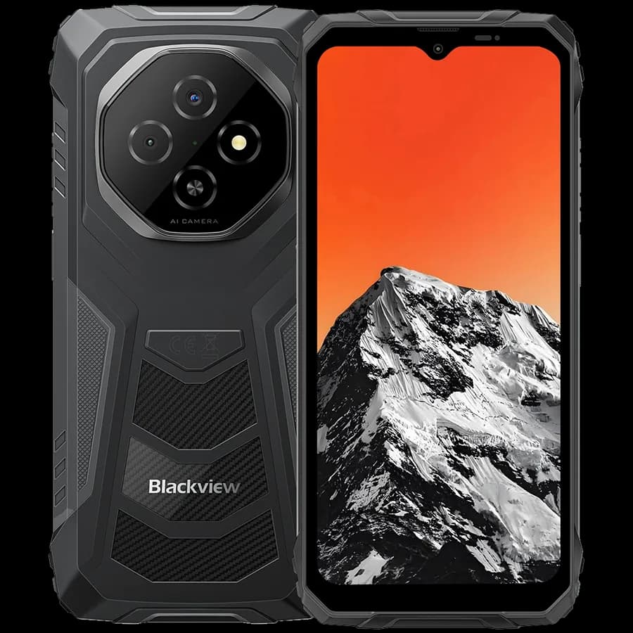 Blackview FORT1 LTE 6.56-inch HD+ 1612x720 90Hz 6+256GB Unisoc T615 Octa-Core 1.8GHz 8MP Front 16+2MP Rear NFC MIL-STD-810H 10000mAh Fingerprint Android 15 Black "BVFORT1_B6_EU"