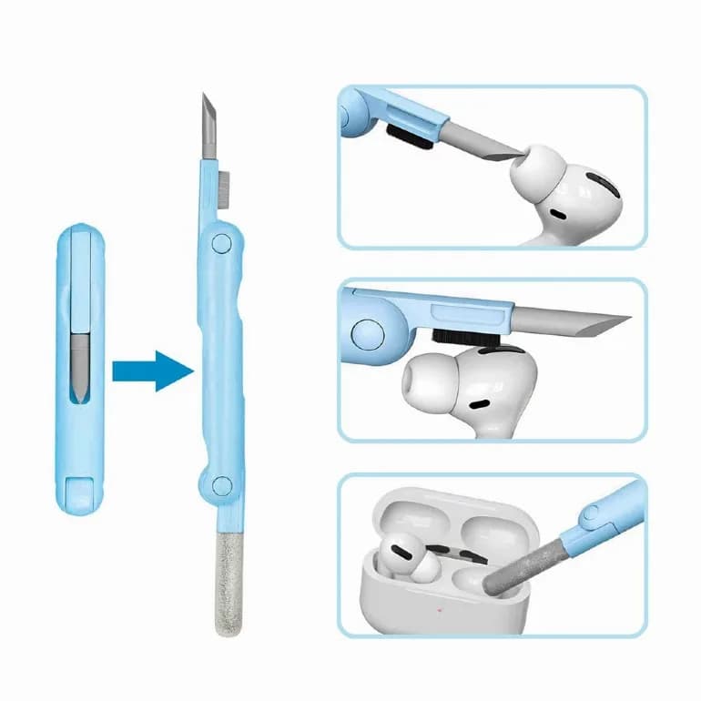 KIT curatare universal 7-in-1 GEMBIRD, 1 solutie curatare, pensula, servetel microfibra, extractor taste, burete, perie, instr. cu varf de silicon pt. curatare casti, "CK-LCD-07" — miniatură