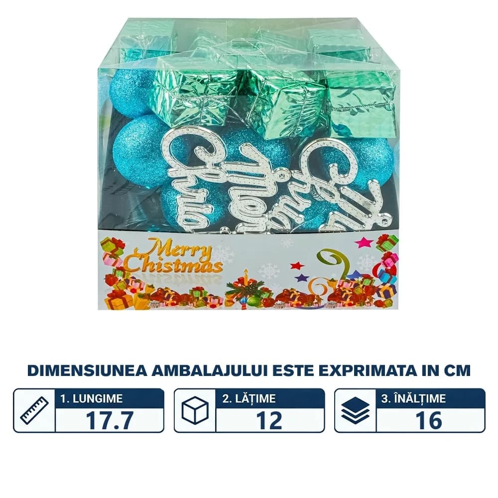 Globuri pom Craciun, Albastre, 42 buc/set — miniatură