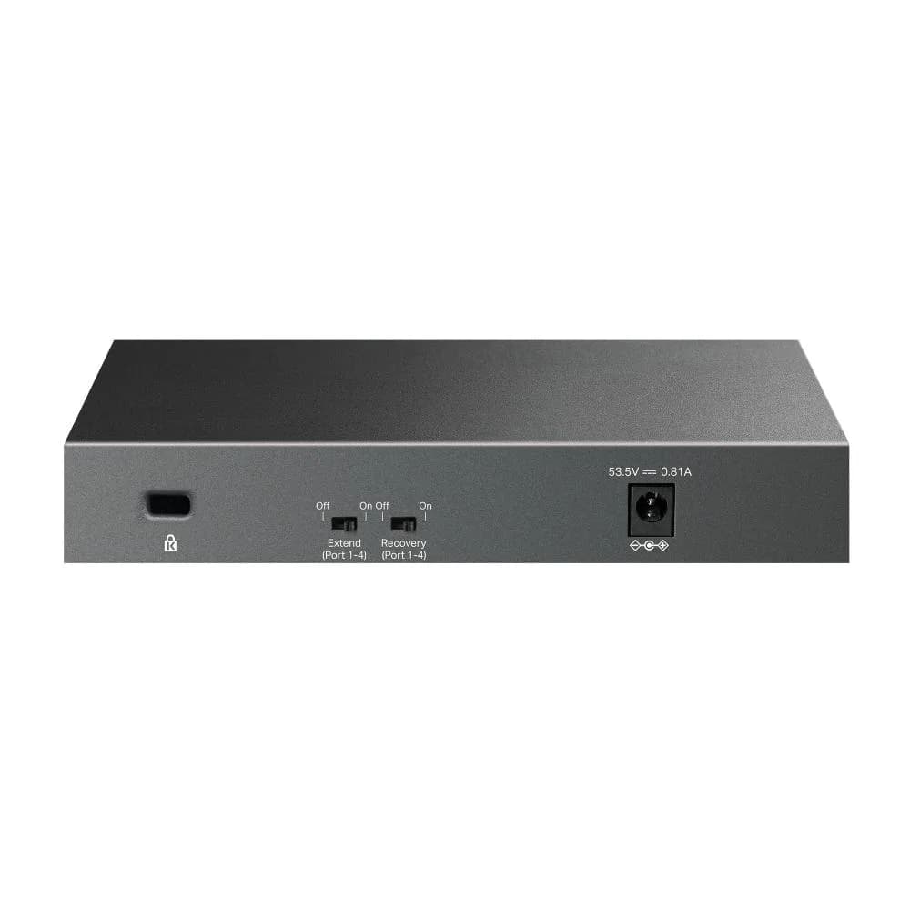"6-Port 10/100 Mbps Desktop Switch with 4-Port PoE PORT: 4× 10/100 Mbps PoE Ports, 2× 10/100 Mbps Non-PoE Ports SPEC: 802.3af, 41 W PoE Power, Desktop Steel Case FEATURE: Extend Mode for 250m PoE Transmitting, PoE Auto Recovery, Plug and Play" — miniatură