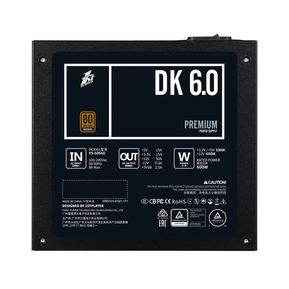 Sursa 1STPLAYER DK PREMIUM PS-600AX, 80+ Bronze, 600W — miniatură