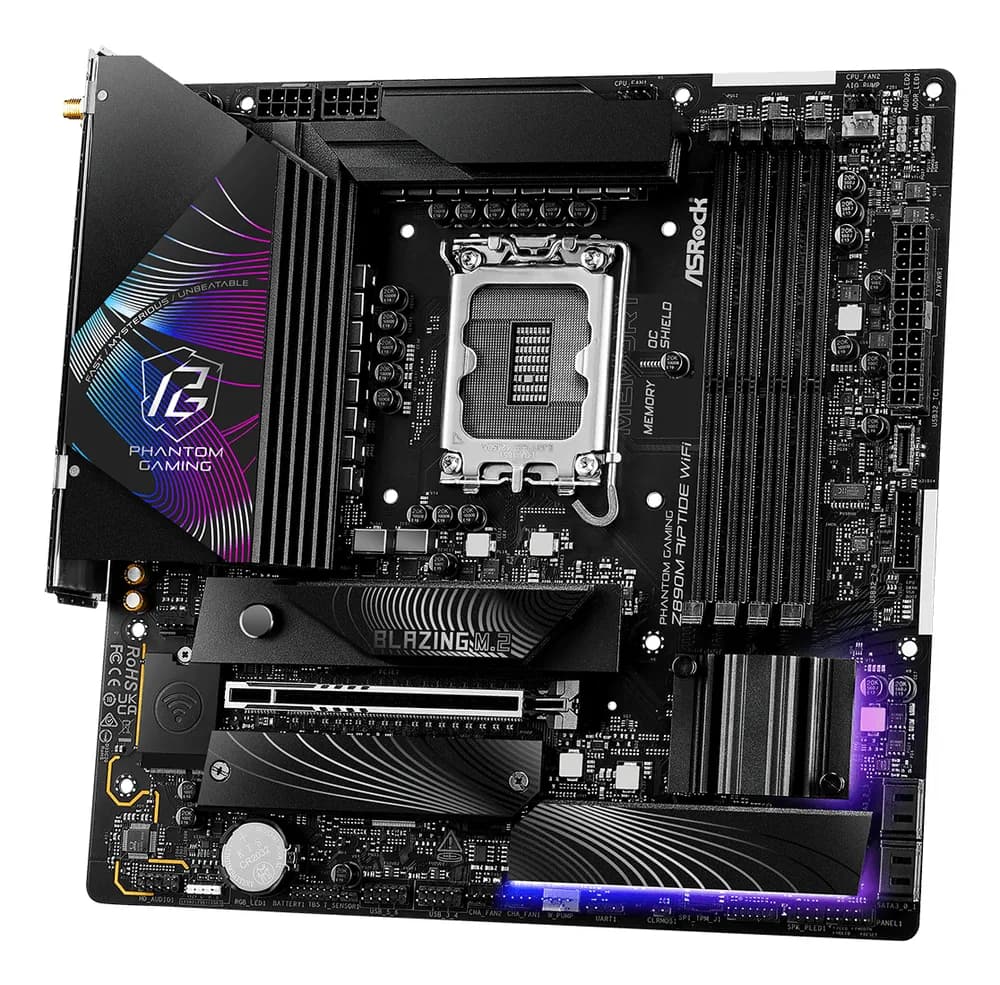 Placa de baza ASRock Z890M RIPTIDE WiFi Mainboard, Sockel LGA 1851, Intel Z890, Micro-ATX, DDR5 "90-MXBPK0-A0UAYZ" — miniatură