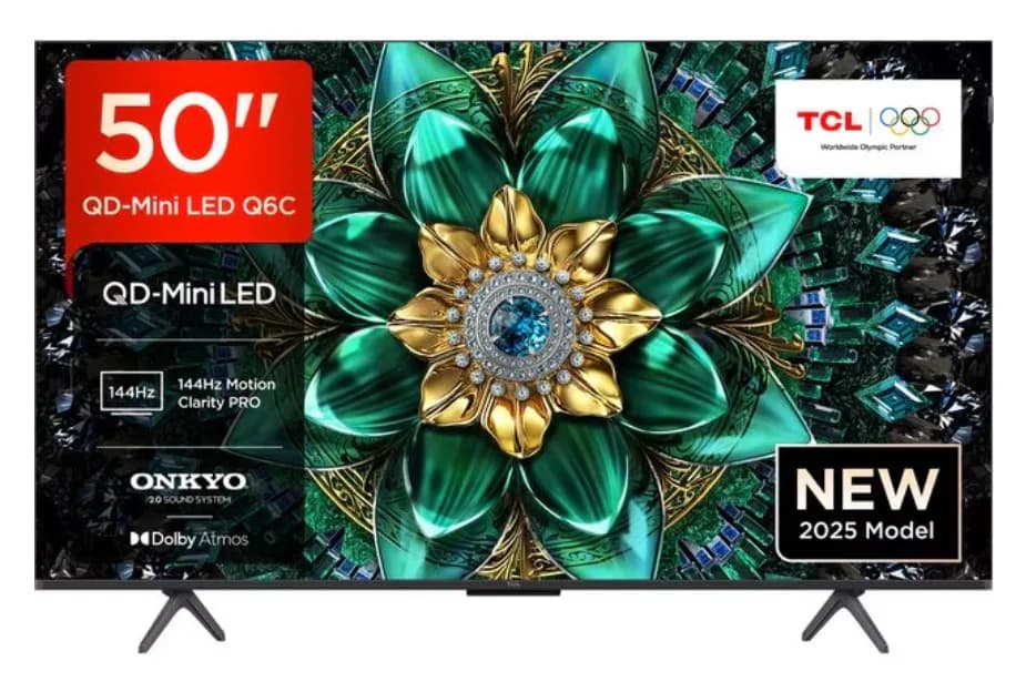 Televizor TCL QD-MiniLED 50Q6C, 126 cm, Smart Google TV, 4K Ultra HD, 144Hz, Onkyo