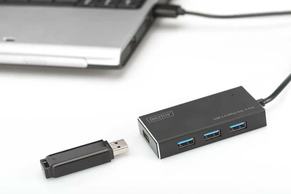 DIGITUS DA-70240-1 DIGITUS Hub 4-port USB 3.0 SuperSpeed, Power Supply, HQ aluminum "DA-70240-1" — miniatură