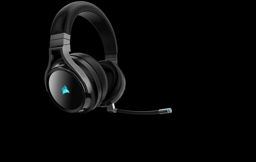 CASTI Corsair, "Virtuoso RGB", wireless, cu fir, gaming, utilizare multimedia, mic pe brat, detasabil, conectare prin 2.4 GHz(WiFi),Jack 3.5 mm,USB 2.0,negru "CA-9011185-EU" — miniatură