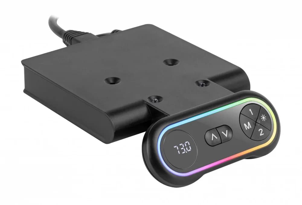 Birou gaming electric Serioux Elysium LED RGB 1400x600x730mm, reglare electrica pe inaltime inaltime ajustabila: 750 - 1210 mm — miniatură