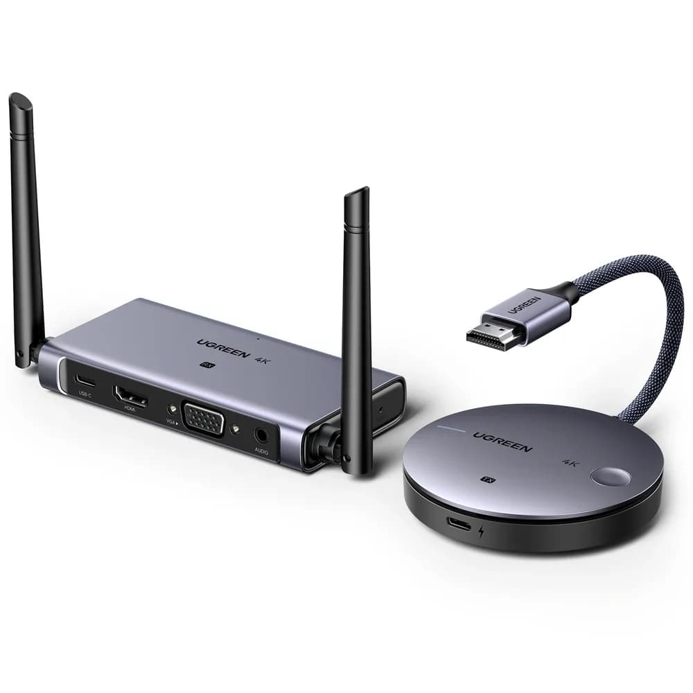 TRANSMITER SI RECEIVER wireless HDMI Ugreen, "CM586" transmiter 1 x HDMI (T), 1 x USB Type-C (M) si receiver 1x USB Type-C (M) 1 x HDMI (M) 1 x jack (M), 4K la 30Hz, raza actiune 50m, gri "90909A" - 6941876230228