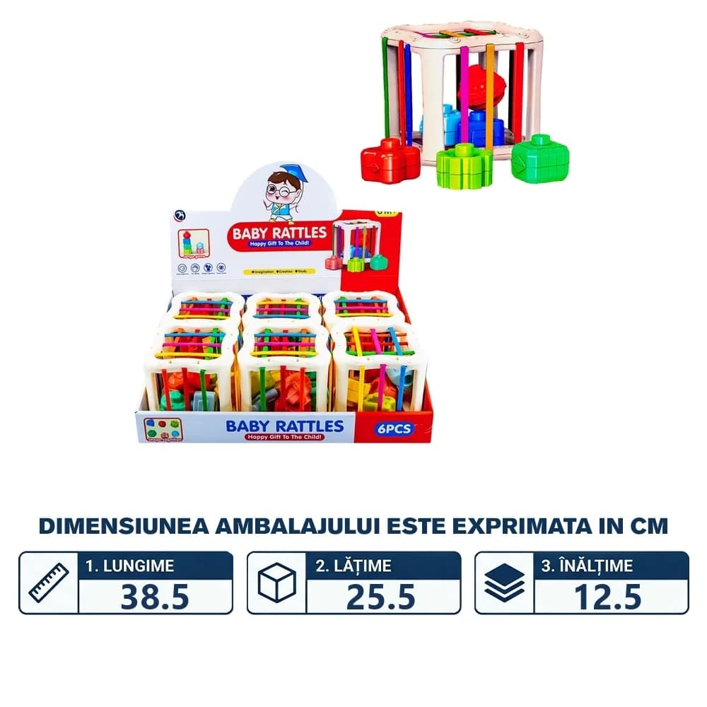 Cuburi senzoriale, pentru bebelusi, 6 buc/set — miniatură