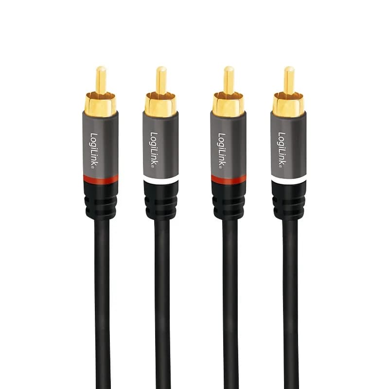 CABLU audio LOGILINK stereo (RCA T/T), 2m, conectori auriti, negru "CA1204"