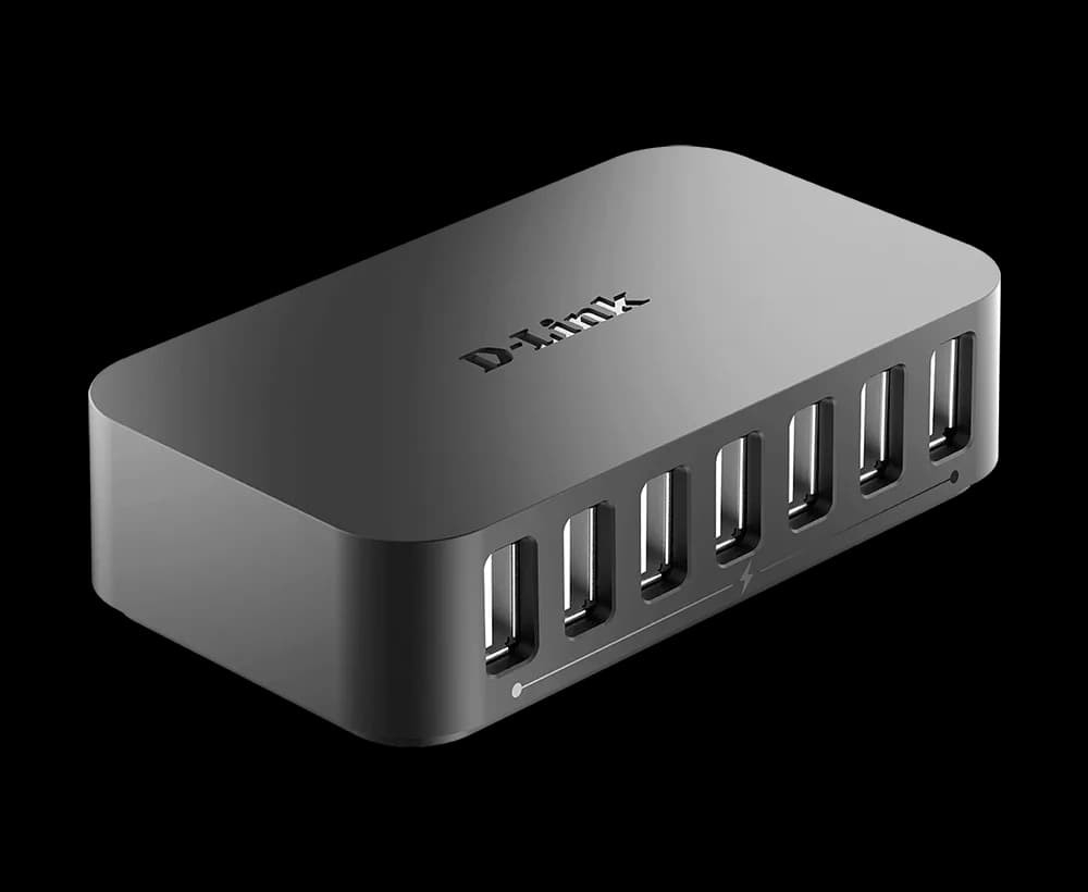 Hub USB D-Link DUB-H7, USB-A, 7 porturi, Negru — miniatură