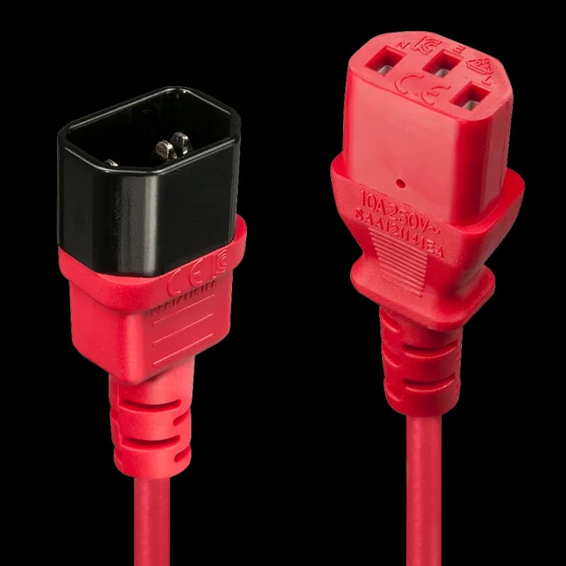Cablu Lindy C14 to C13, lungime 0.5m, material cablu H05-VVF 3G 0.75mm, 3 fire, Connector A: IEC C14, Connector B: IEC C13, rosu