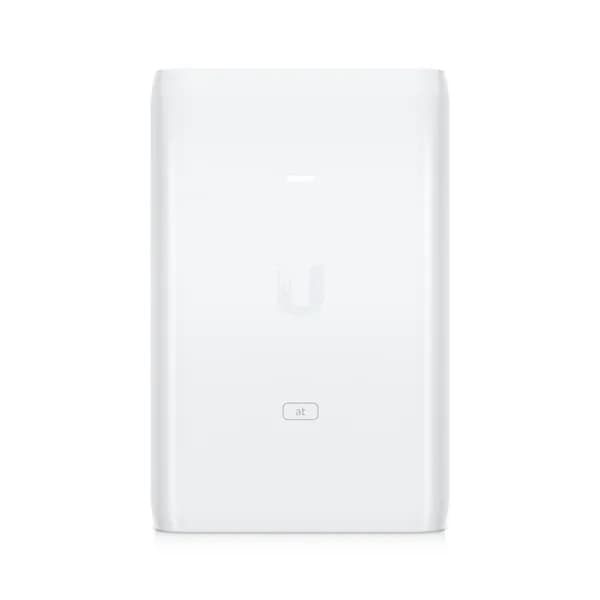 Ubiquiti U-POE+ adapter 30W, powers UniFi PoE+ devices, reduce dependency on PoE switch power, Contains RJ45 data input, AC cable with earth ground, and PoE+ output "U-POE-PLUS-EU" — miniatură