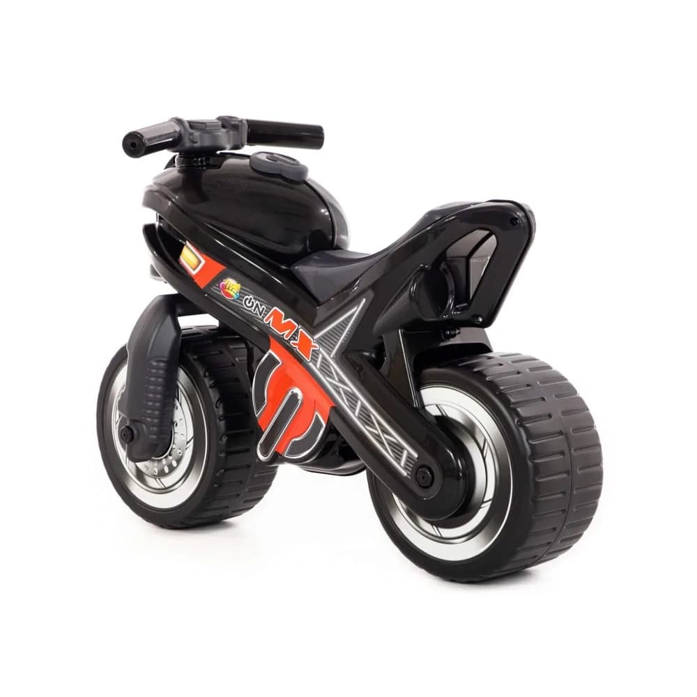 Motocicleta fara pedale, MX-ON, neagra, 70x30x49,3 cm, Polesie — miniatură