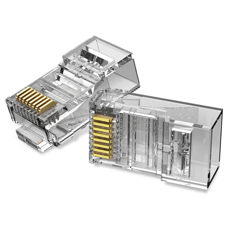 Mufe RJ45 UTP Vention, Cat. 6a, 100 buc per punga, AWG 23-26, conectori auriti, transparent "IDDR0-100" - 6922794744202