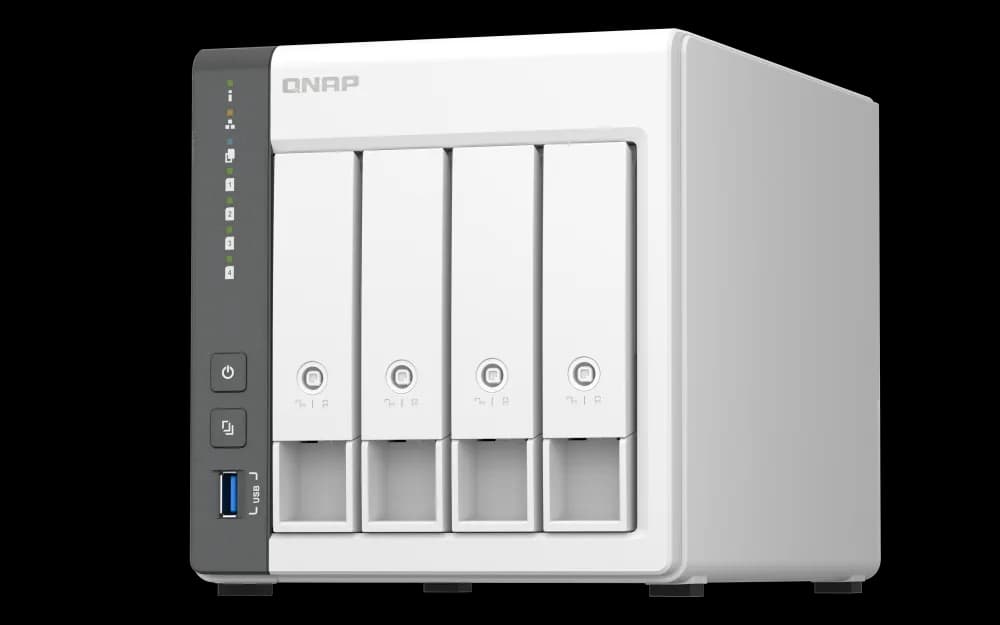 NAS QNAP 433 4-Bay, CPU ARM 2.0GHz Quad core, RAM 4GB, HDD 2.5"/3.5" SATA 6Gbps (neincluse), LAN: 1 x 2.5GbE + 1 x GbE, USB3.2 Gen1: 1 USB2.0: 2, tower, adaptor alimentare