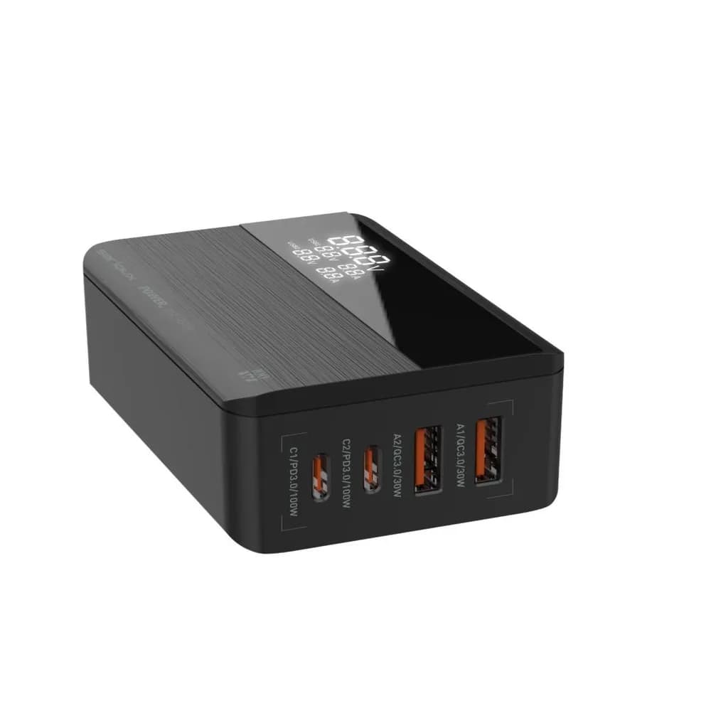 Incarcator retea Serioux 100W GAN Quick Charge, Intrare: 100-240V~ 50/60Hz 2.5A Max, C1 Ieșire: 5V/3A, 9V/3A, 12V/3A, 15V/3A, 20V/5A 100W Max, PPS:3.3-21V/5A, C2 Ieșire: 5V/3A, 9V/3A, 12V/3A, 15V/3A, 20V/5A 100W Max, PPS:3.3-21V/5A, A1 Ieșire: 5V/3A, 9V/3A, 12V/2.5A, 20V/1.5A 30W Max, A2 Ieșire