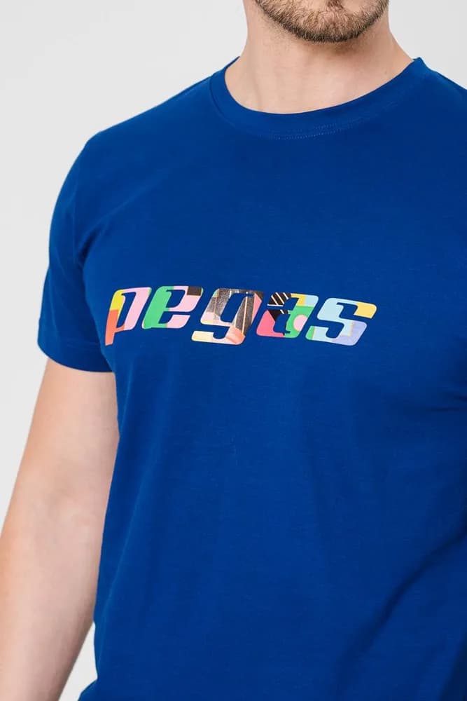 TRICOU LOGO MULTICOLOR BARBATI ROYAL BLUE-M — miniatură