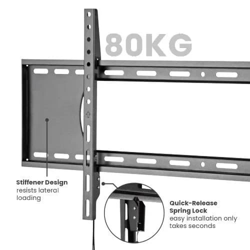 Suport TV de perete Serioux TV73-48F, compatibilitate dimensiune ecran: 43"-90", compatibilitate VESA:50x50, 75x75, 100x100, 100x150, 150x100, 100x200, 200x100, 150x150, 200x200, 200x300, 300x200, 200x400, 400x200, 300x300, 300x400, 400x300, 600x200, 400x400, 600x300, 600x400, 700x400, 800x400 — miniatură