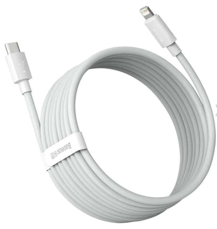 CABLU alimentare si date Baseus Simple Wisdom,Fast Charging Data Cable pt.smartphone,USB Type-C la Lighting PD 20W (2buc/set),1.5m, alb "TZCATLZJ-02" - 6953156230323