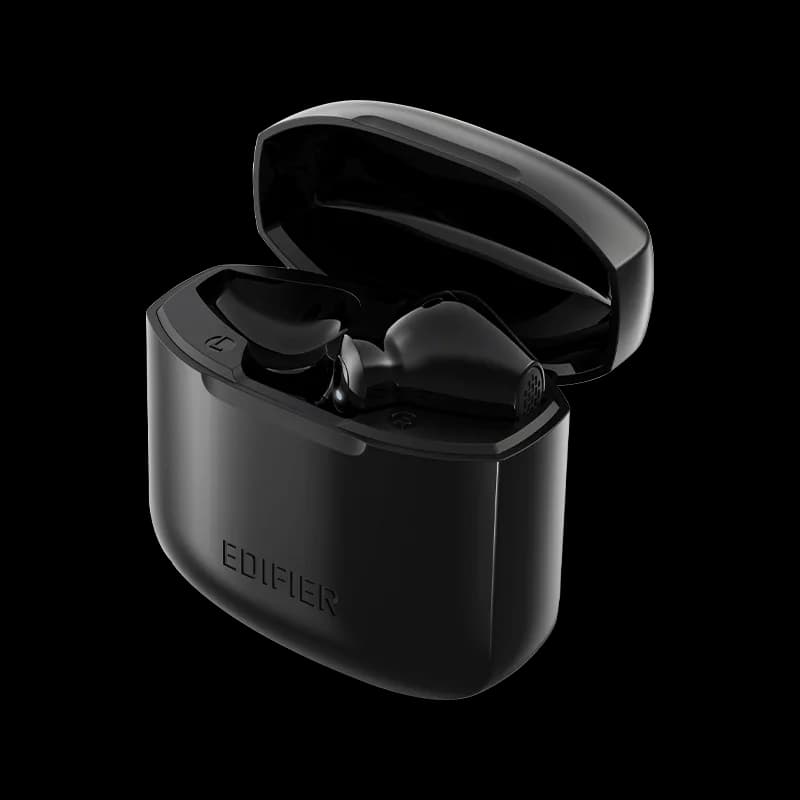 CASTI Edifier, wireless, intraauriculare - butoni, pt smartphone, microfon pe casca, conectare prin Bluetooth 5.4, IP54, USB-C, negru, "W200T-BK" — miniatură