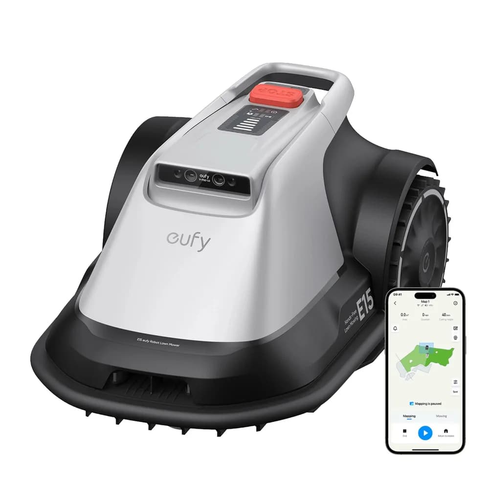 Robot tuns iarba Anker "eufy E15", GPS, Wi-Fi, 4G, inaltime de taiere 2.5 - 7.6 cm, max 800m2, camera FOV 96grade orizontal, 80grade vertical, cartografiere, inaltime max iarba 9cm "T2880GA1" - 194644290665 — miniatură