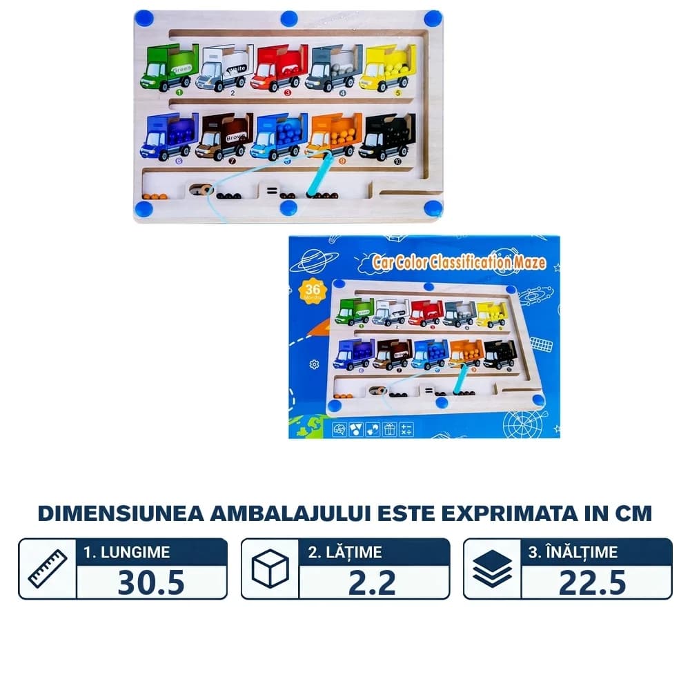 Joc magnetic din lemn, Masinute — miniatură