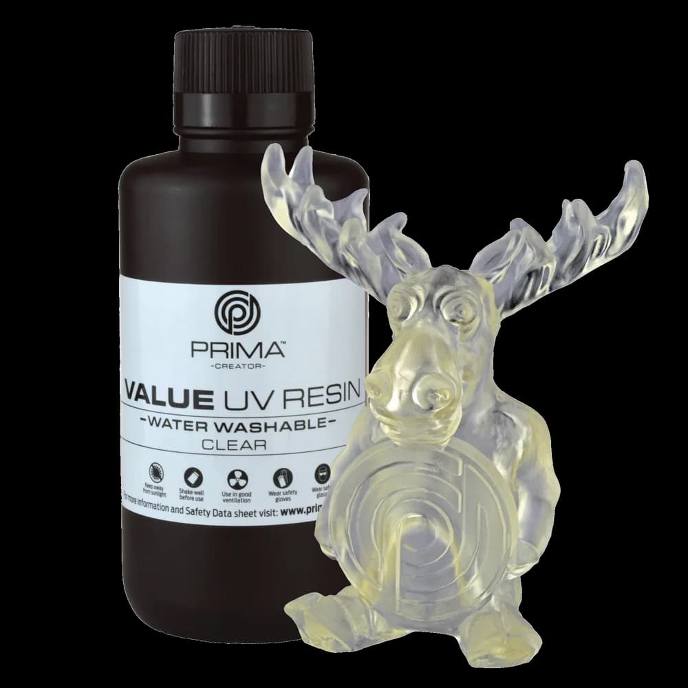 Rășină 3D PrimaCreator Value Water Washable UV – 500 g – Clear