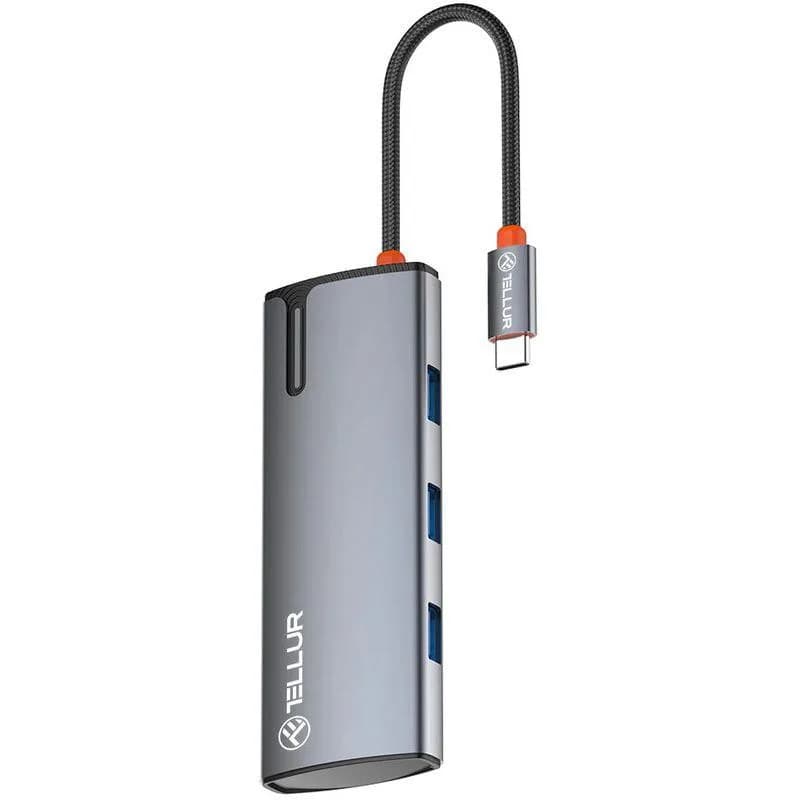 Hub USB TELLUR TLL321061 USB-C, 5 porturi, HDMI, Gri — miniatură
