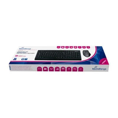 MediaRange Wireless keyboard and 5-button optical mouse set, QWERTY (UK), black "MROS104-UK" — miniatură