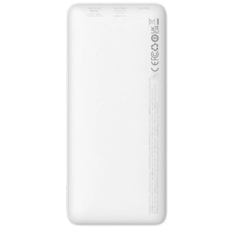 Baterie externa Baseus Airpow, 10000mAh, 20W, 1 x USB; 1 x USB Type-C input/output, total 3A, include cablu USB la USB Type-C de 30cm, alb