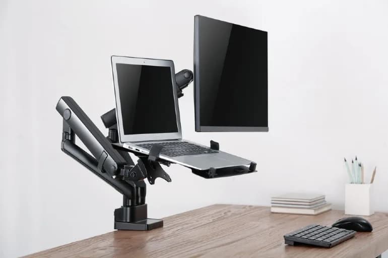 SUPORT de birou Gembird, pt 2 TV/monitor plat, pt notebook, diag. max 17-32 inch, full-motion, max 8 kg, "MA-DA3-02" — miniatură