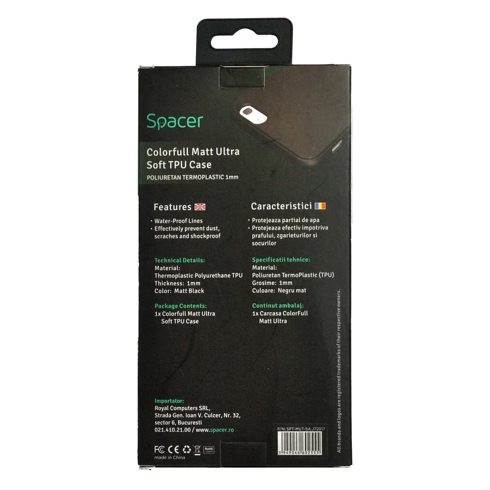 Husa Samsung J7 2017 Spacer, negru, grosime 1 mm, material flexibil TPU, ColorFull Matt Ultra negru "SPT-MUT-SA.J72017" — miniatură