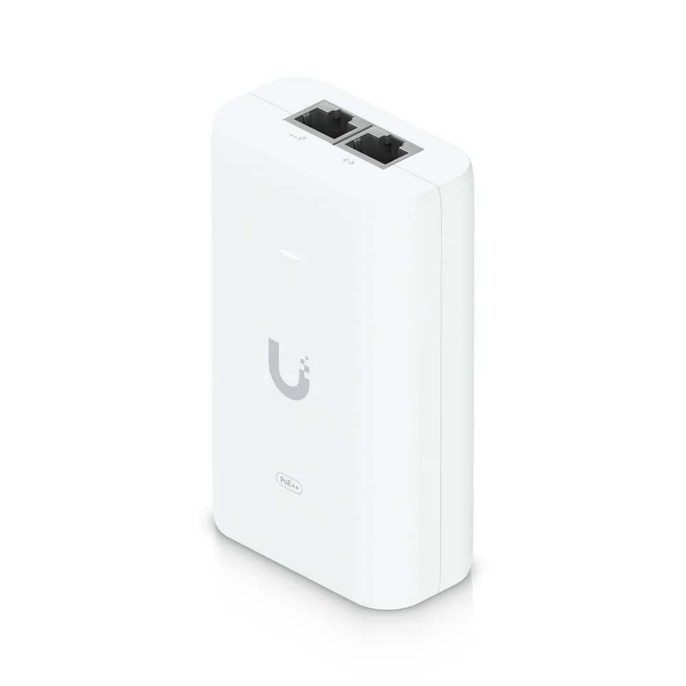 UBIQUITI PoE++ Adapter; Delivers up to 60W of PoE++; Surge, peak pulse, and overcurrent protection; Contains RJ45 data input, AC cable with earth ground, and PoE++ output; LED indicator for status monitoring. "U-POE-PLUS_PLUS-EU"