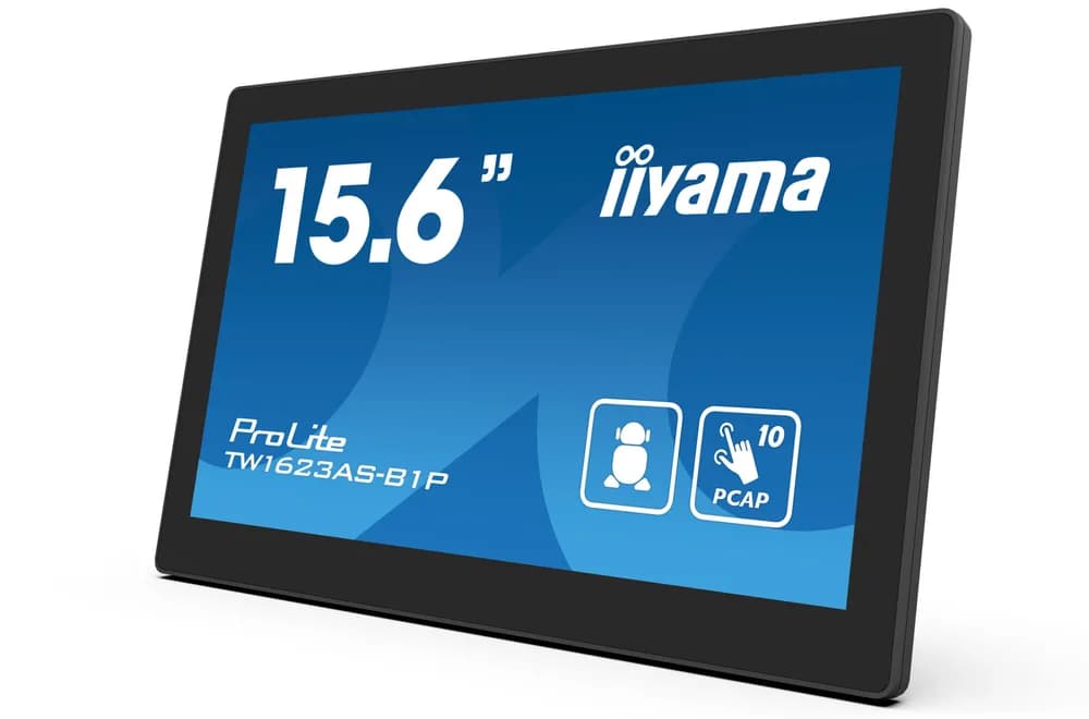 IIYAMA Monitor Android 24/7 TW1623AS-B1P 15.6" Full HD PCAP 10pt touch screen with POE 1920 x 1080 16:9 450 cd/m2 30ms projective capacitive Android 13 BT "TW1623AS-B1P" — miniatură