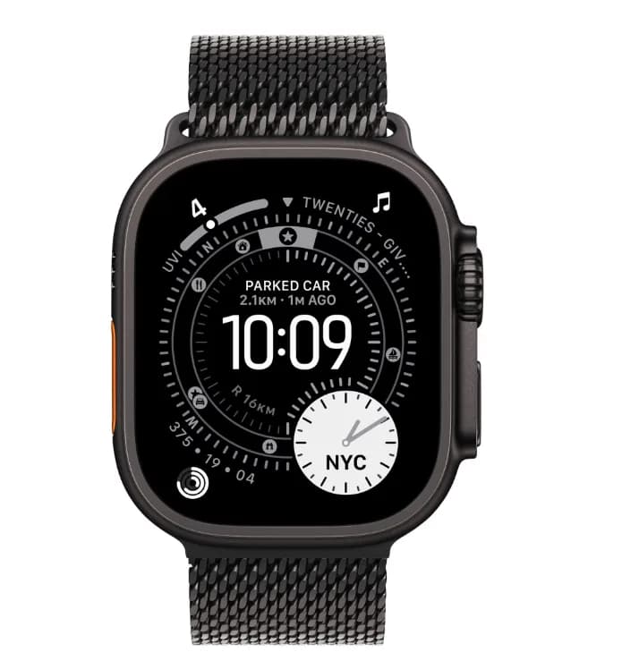 Apple Watch Ultra 3 GPS + Cellular 49mm Black Titanium Case with Black Titanium Milanese Loop - Small