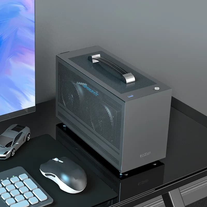 CARCASA PCCOOLER, Mini Tower, ITX, fara sursa, fereastra laterala tip MESH, gri, USB 3.2 gen 1 x 1, USB Type-C x 1, "MINI I100G PRO MESH" — miniatură