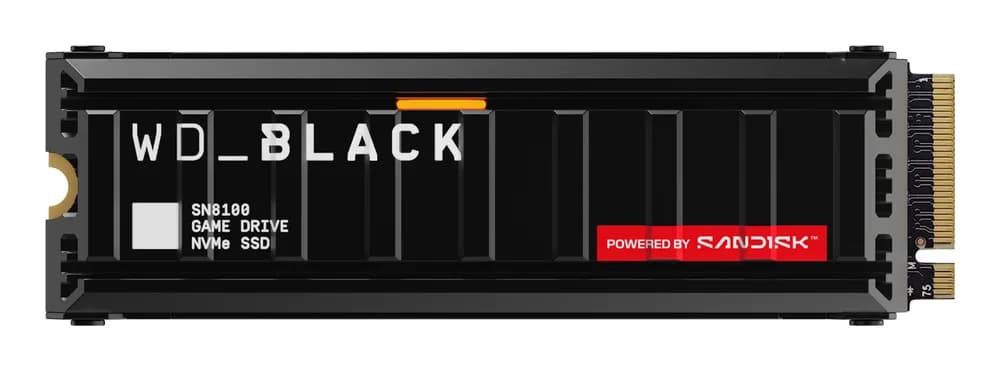 SSD WD_BLACK SN8100 HeatSink 1TB M.2 2280 PCIe Gen5 x4 NVMe, Read/Write: 14900/11000 MBps, IOPS 1600K/2400K, TBW: 600, powered by SanDisk "WDS100T1XHM-00CMT0"
