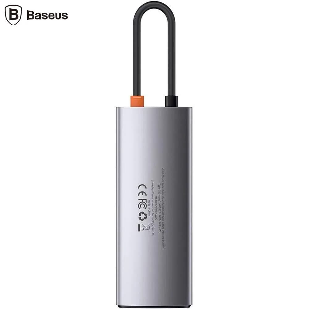 DOCKING Station Baseus Metal Gleam,conec PC USB-C, USB 3.0x3, RJ-45 Gigabit LANx1, USB-Cx1 PD 100W 5V/9V/14.5V/20V 5A (Max.), HDMIx1/4K/30Hz,gri "CAHUB-CW0G" - 6953156204645 — miniatură